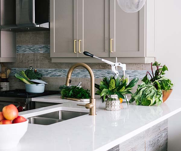 Clean white countertop