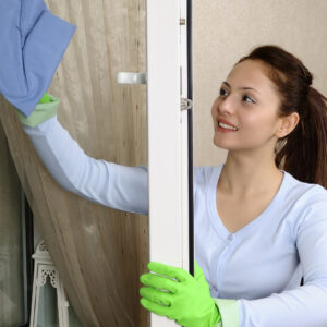 image of a woman cleaning