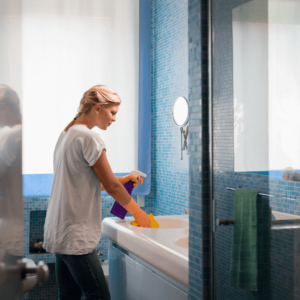 image of a woman cleaning