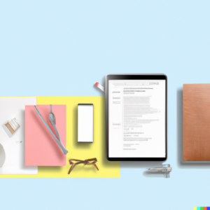 Clean desk with digital documents
