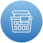 Folded laundry in basket icon