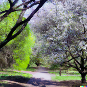 Spring clean in oil painting of spring