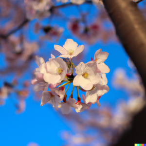 Spring Cleaning Tips with cherry blossoms on blue background