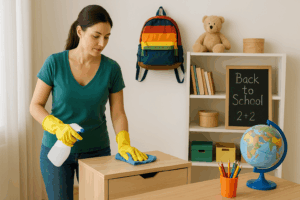 A cleaner working on back to school house cleaning Seattle